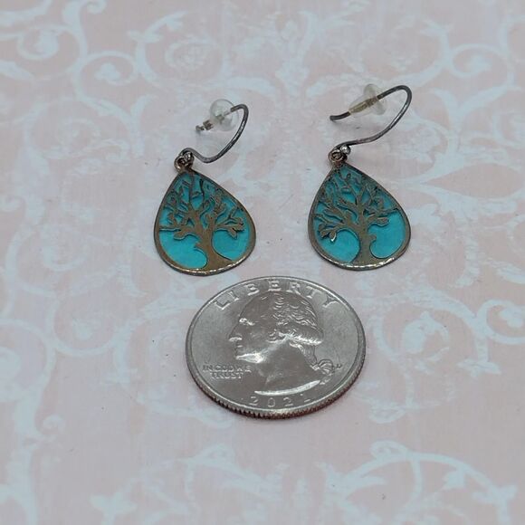 Boma Sterling Silver 925 Tree of Life Dangle Earrings - Picture 3 of 4